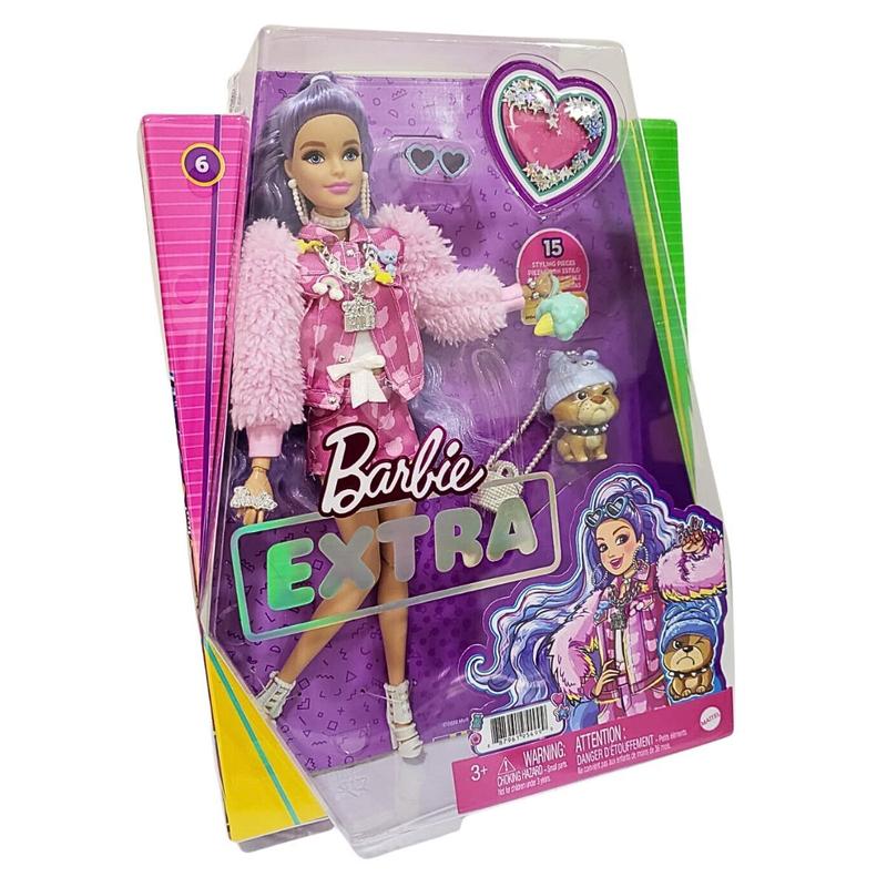 Barbie Extra Cabelo Roxo com PET Mattel GXF08 - Boneca Barbie